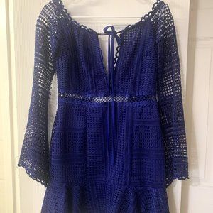 Missguided blue crotchet dress